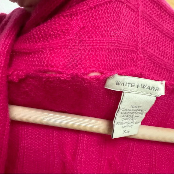 White + Warren XS Pink 100% Cashmere Cable Knit Open Cardigan Sweater - Picture 8 of 9
